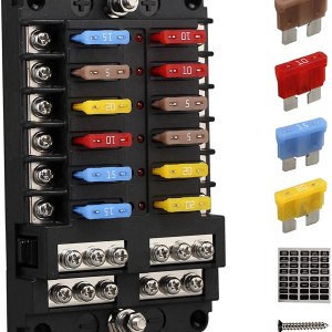 Blocs Fusible Lame ATC/ATO, Porte Fusible Voiture ENDARK, Boîte Fusibles Voiture 12 voies avec Indicateur de Bus Négatif pour Voiture, Bateau, Fourgonnette, SUV